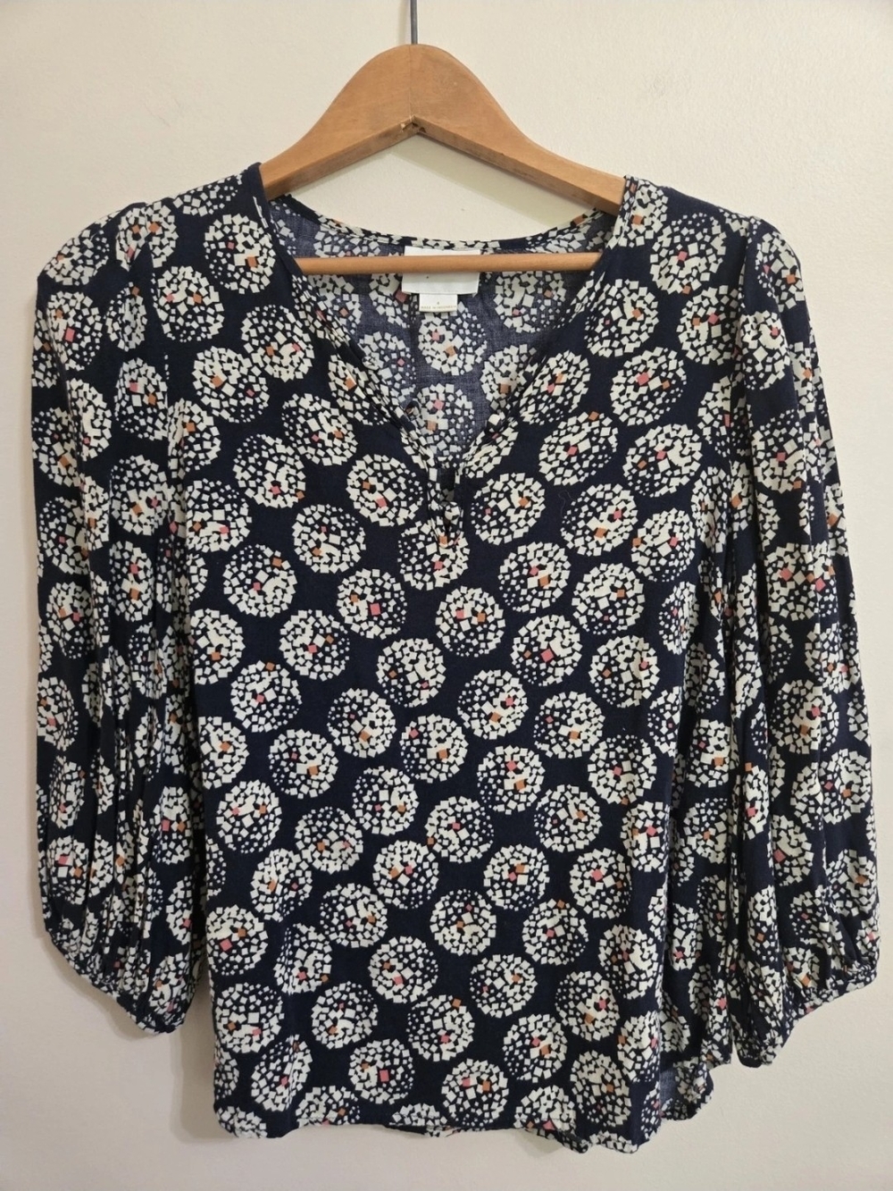 Anthropologie Maeve Confetti Ball Blouse Women's Medium Floral Print EUC Top‎